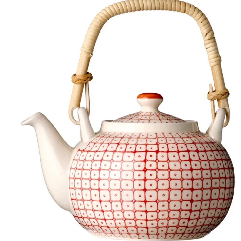 Pretty BLOOMINGVILLE  Stoneware TEA POT With BAMBOO HANDLE - Picture 12 of 12